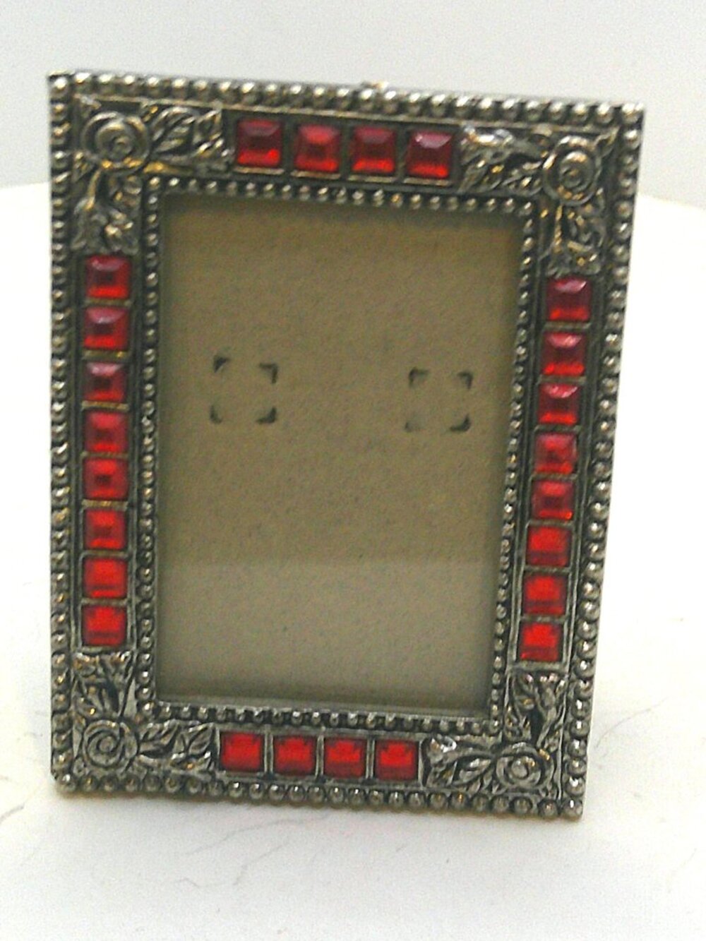 Bejeweled Antiqued Silvertone Frame